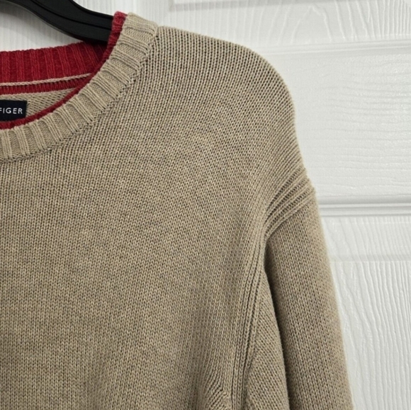 Tommy Hilfiger Knitted Sweater Unisex Size XL Retro 90s Y2K Beige Cotton - Picture 3 of 11